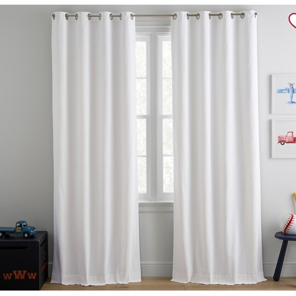 Pottery Barn Kids Evelyn Linen Grommet Blackout Curtain 44x108 in White